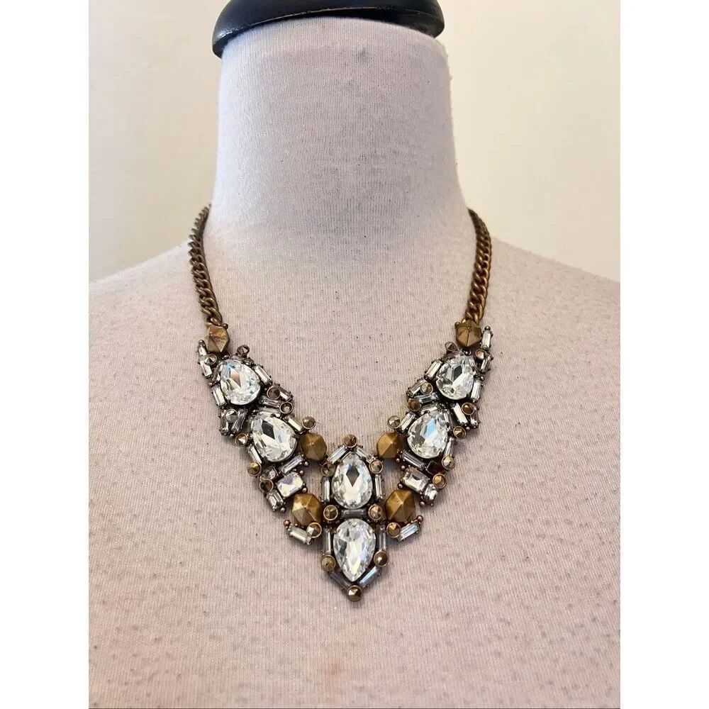 Stella & Dot Women's ZORA Chunky Crystal Statement Bib Necklace Gold-tone OS